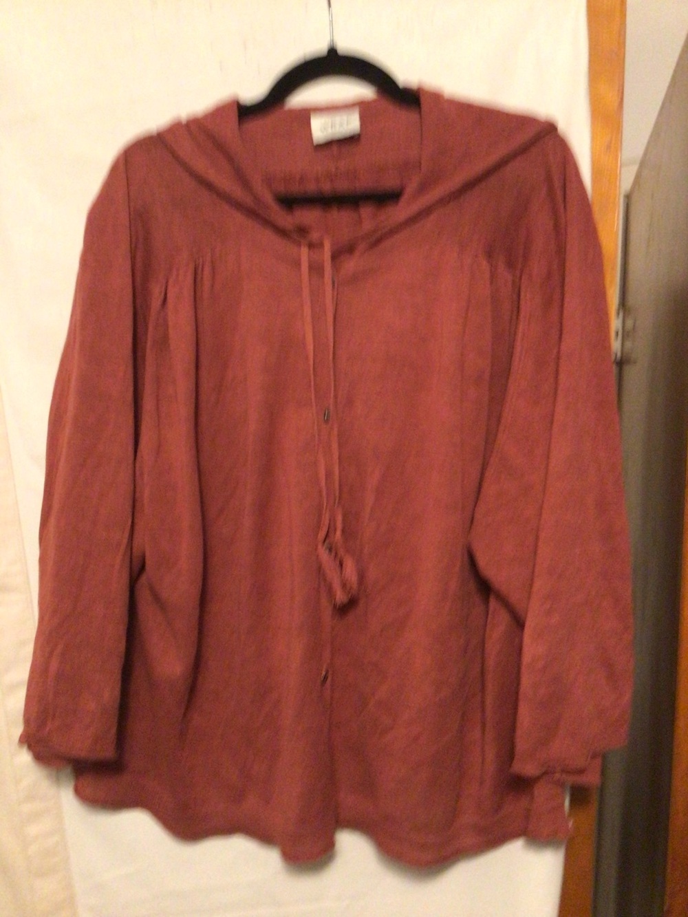 WRAP LONDON 100% linen  casual top with hoodie SZ 12/14